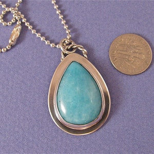 Pear shaped amazonite cabochon sterling silver pendant necklace image 4