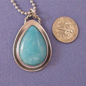 Pear shaped amazonite cabochon sterling silver pendant necklace image 5
