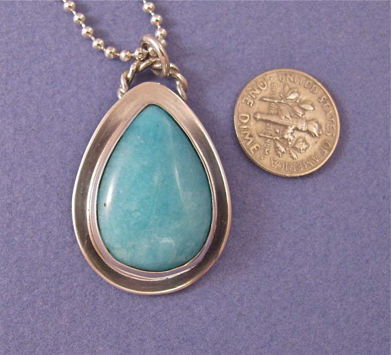 Pear shaped amazonite cabochon sterling silver pendant necklace image 5