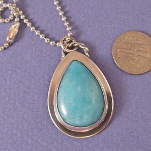 Pear shaped amazonite cabochon sterling silver pendant necklace image 3