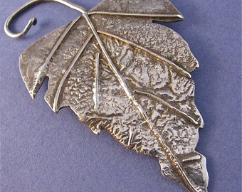 Large reticulated silver leaf brooch