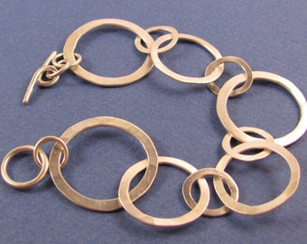 Hammered sterling silver chain bracelet-multi-sized links