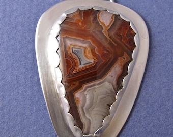 Crazy lace agate sterling silver pendant necklace