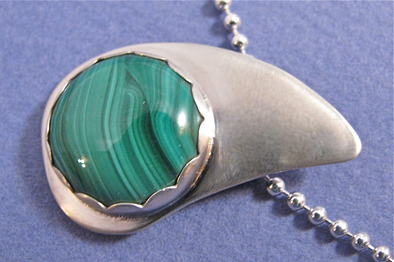 Malachite teardrop sterling silver pendant necklace image 2