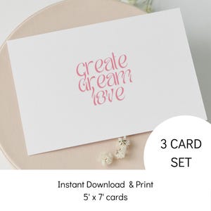 Ermutigungskarten Set zum ausdrucken, Erstellen Sie Traumliebe, druckbare Motivationskarte, rote Karten, rosa Karten, druckbare Geschenkkarten,