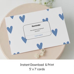 Herinneringskaart aanmoediging, blauwe aanmoedigingskaart, roze herinneringscadeau esthetiek, afdrukbare hartkaart, hartaanmoedigingskaart