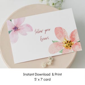 Cartão de incentivo flores, Cartão de amor digital para presente para impressão, Cartão motivacional, Decoração para casa