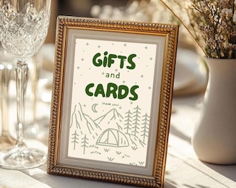 Letreros de regalo y tarjetas para bodas de camping, decoración para exteriores (imprimibles)