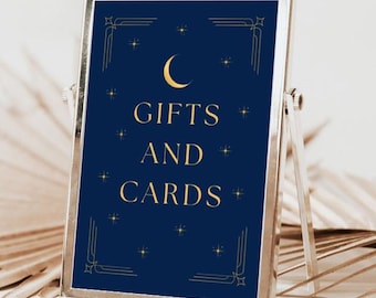 Celestial Wedding Gifts and Cards Sign, Moon and Stars Theme (Digital Download)