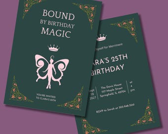 Fantasy BookTok Birthday Invitation | Editable Digital Canva Invite | Romantasy Party | Enchanted Castle Birthday | Fairy & Dragon Theme