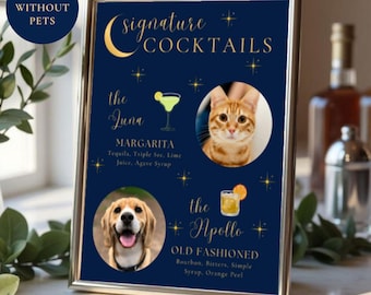 „Celestial Wedding Signature Cocktail-Schild, Haustier-Bar-Speisekarte (digitaler Download)“