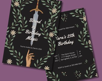 Fantasy BookTok Birthday Invitation | Editable Digital Canva Invite | Romantasy Party | Enchanted Castle Birthday | Fairy & Dragon Theme