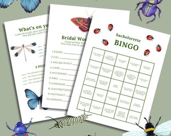 Love Bug Bachelorette Party Games, Bridal Shower, Bride and Groom Game, Bingo, Cottagecore, Naturecore Bach