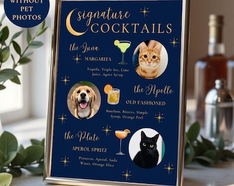Celestial Wedding Signature Cocktail Sign, 3 Pet Bar Menu (Digital Download)