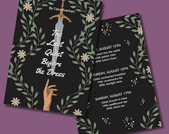 Fantasy BookTok Bachelorette Invitation | Editable Digital Canva Invite | Romantasy Hen Party Weekend Itinerary, Last Quest Before the Dress