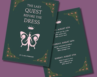 Fantasy BookTok Bachelorette Invitation | Editable Digital Canva Invite | Romantasy Hen Party Weekend Itinerary, Last Quest Before the Dress