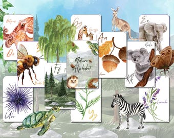 Nature Alphabet Flashcards | Montessori Homeschool Printable (digital ...