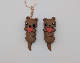 Chère loutre, loutre flexible, loutre, impression 3D, cœur, figurine, aimant