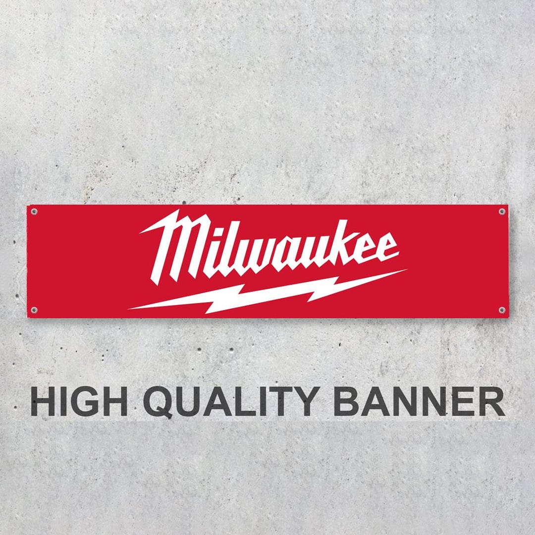 Milwaukee Tools Vinyl Banner Sign Workspace Decoration Garage Car Bike ...