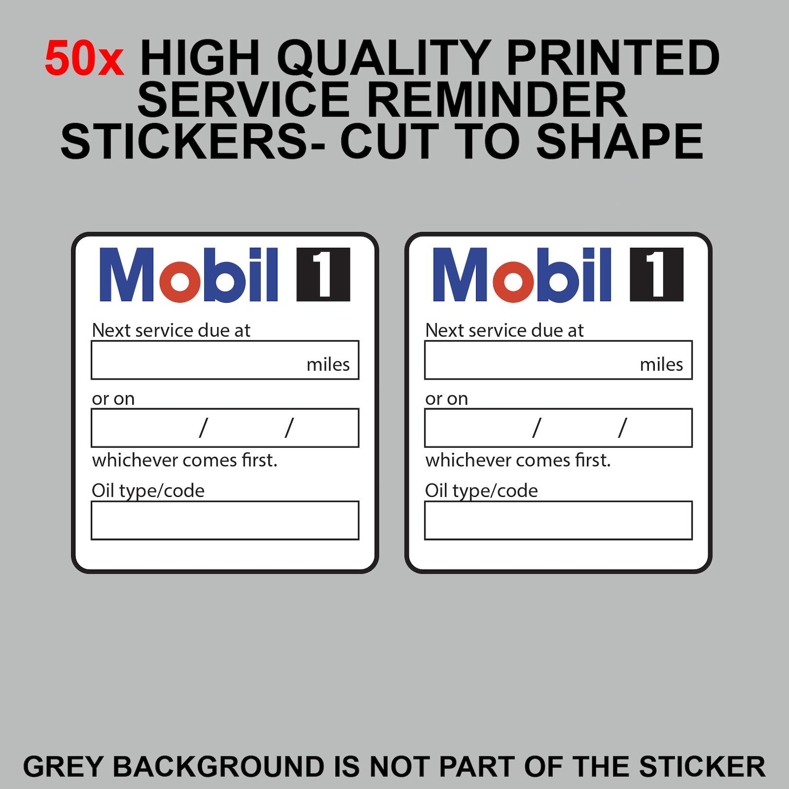 50x MOBIL 1 Service Reminder Stickers Decals Car Maintenance Oil Change ...