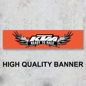 KTM Ready To Race Vinyl Banner Sign Workspace Decoration Garage Car Bike Motorsport Bike Motorbike Motorcycle Workshop Service