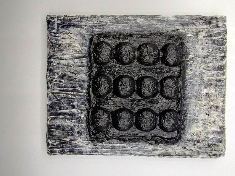 Handmade Minimalist 3D Paper Mache Textured Plaster Wall Art Wabi Sabi ...