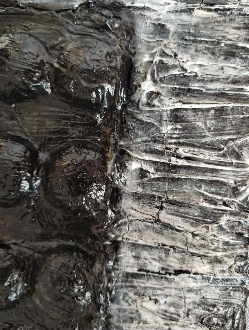 View of Handmade Minimalist 3D Paper Mache Textured Plaster Wall Art Wabi Sabi ...
