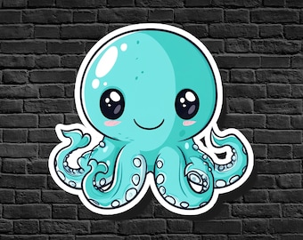 Kawaii Baby Kraken Sticker: Water-Resistant Vinyl