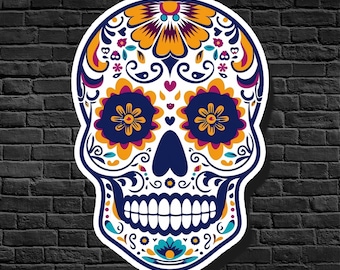 Sugar Skull Sticker: Colorful Calavera, Día de los Muertos Decor