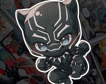 Black Panther Fan Art Decal, Superhero Inspired Vinyl, Laptop Water Bottle, Gift