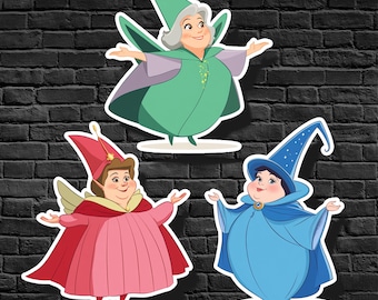 Sleeping Beauty Fairy Godmothers Sticker, Durable Vinyl Decal
