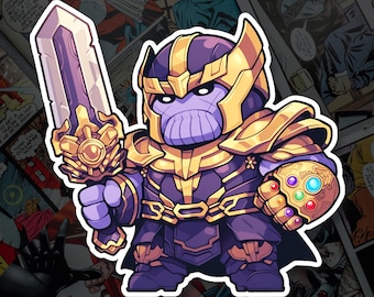Thanos Fan Art Decal, Superhero Inspired Vinyl, Laptop Water Bottle, Gift