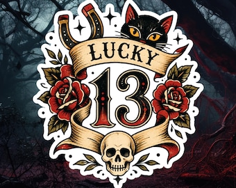 Lucky 13 Tattoo Flash Sticker