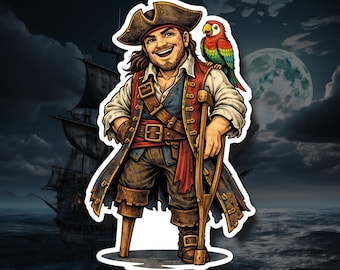 Long John Silver – Pirate Vinyl Decal, Waterproof Sticker, Laptop Water Bottle