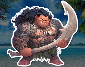 Maui Demigod Vinyl Sticker, Magical Hook Waterproof Character Decal