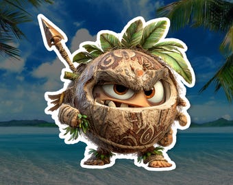 Kakamora Coconut Pirate Vinyl Sticker, Island Warrior Waterproof Decal