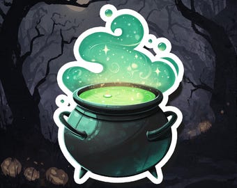 Witch's Cauldron Halloween Sticker: Spooky Laptop Decal