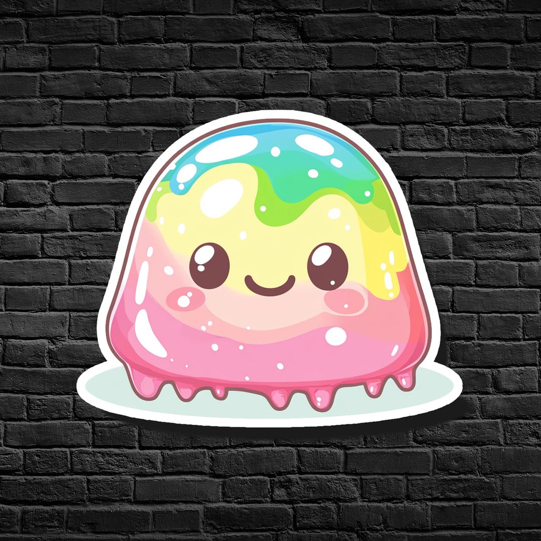 Rainbow Slime Sticker: Kawaii Chaos, Water-resistant Vinyl - Etsy