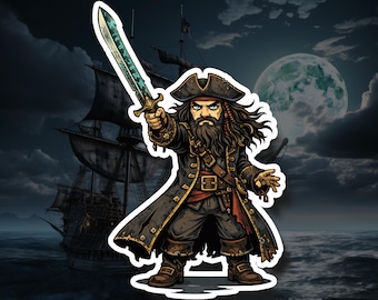 Blackbeard – Pirate Vinyl Decal, Waterproof Sticker, Laptop Water Bottle