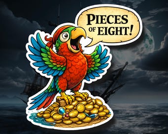 Pieces of Eight! – Pirate Vinyl Decal, Waterproof Sticker, Laptop Water Bottle