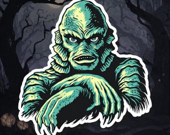 Creature From the Black Lagoon Sticker: Retro Halloween Monster