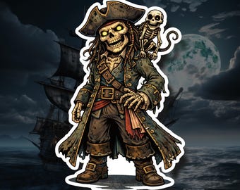 Cursed Barbossa – Pirate Vinyl Decal, Waterproof Sticker, Laptop Water Bottle