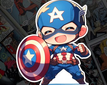 Captain America Fan Art Decal, Superhero Inspired Vinyl, Laptop Water Bottle, Gift