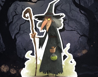 Witchy Halloween Sticker: Spooky Creep Culture Vinyl Decal