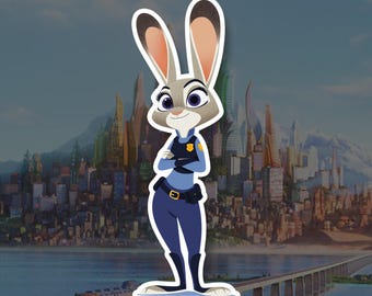 Judy Hopps Sticker — Determined Bunny Officer with Brave Heart — Zootopia Fan Art