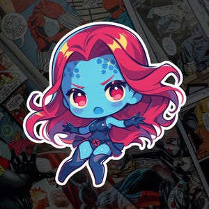Marvel X-Men Mystique Vinyl Sticker – 4x4.5 Inches, Glossy, Waterproof, USA Made