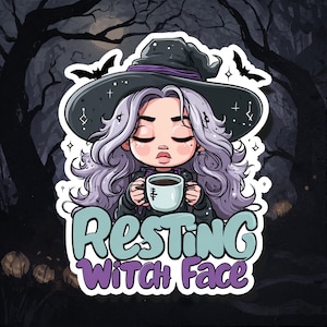 Resting Witch Face | Halloween | Halloween Stickers | Witch Sticker | Spooky | Spooky Stickers