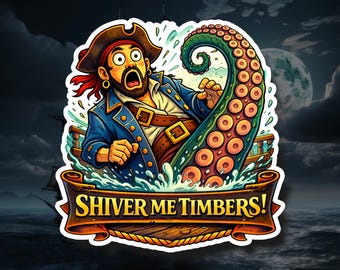 Shiver Me Timbers – Pirate Vinyl Decal, Waterproof Sticker, Laptop Water Bottle