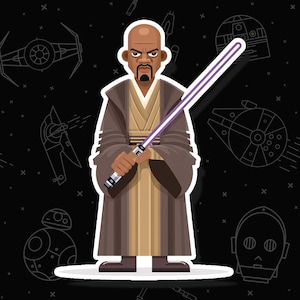 Mace Windu | Star Wars Stickers | Star Wars | Mace Windu Sticker | Waterproof Vinyl Sticker