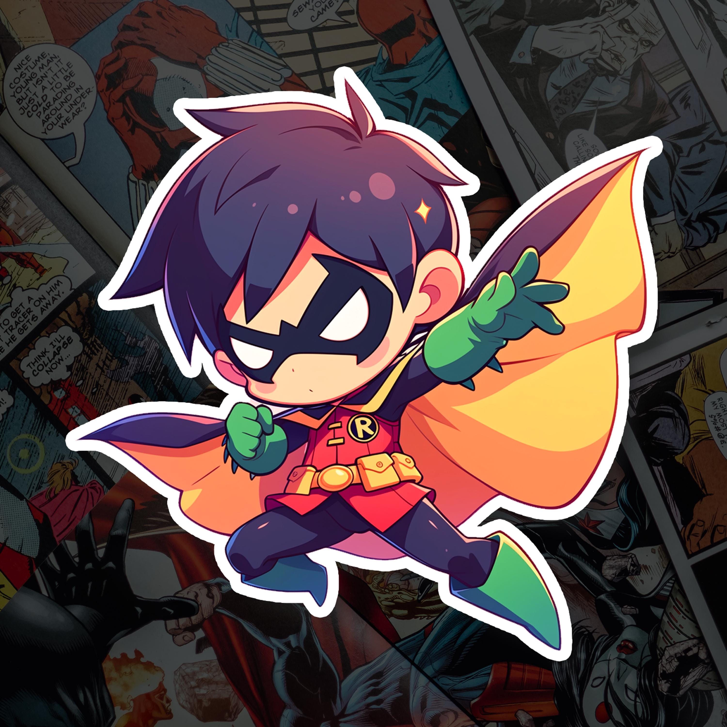 Robin Fan Art Decal, Superhero Inspired Vinyl, Laptop Water Bottle ...
